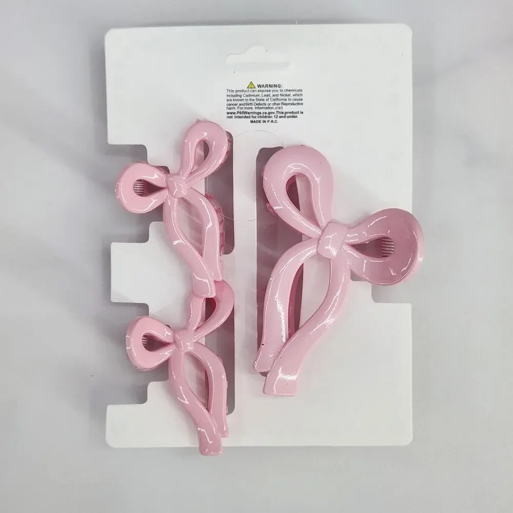 3 pc Ribbon Shaped Claw Clip Set, Hair clips, Pink Set by Princess Accessories